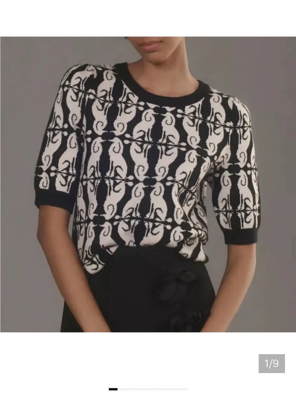 Anthropologie Maeve Harmon Jacquard Poodle Sweater Tee 2X - Picture 1 of 6